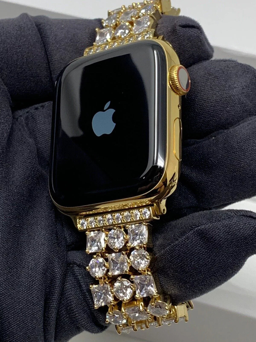 24K Gold Plated 44MM iWatch  5 Gold Link Band Diamond Rhinestones
